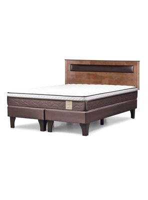 Cama Europea New Style 4 Plus 2 Plazas Base Dividida + Respaldo Ferrara