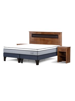Cama Europea Indie 2 Plazas Base Dividida + Set de Muebles Ferrara