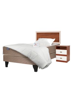 Cama Europea Bamboo 1.5 Plazas + Set Alicante + Textil