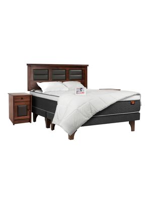 Cama Europea Everest King + Set Muebles Villarreal + Textil