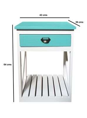 Imagen 2 del producto Velador Nórdico 1 Cajón Blanco Turquesa