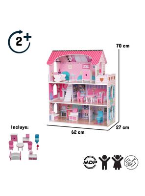 Imagen 2 del producto Casa de Muñeca 3 Pisos Lily + Accesorios
