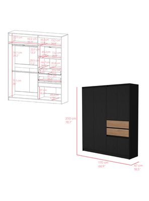 Imagen 2 del producto Closet 6 Puertas 2 Cajones Austin Wengue