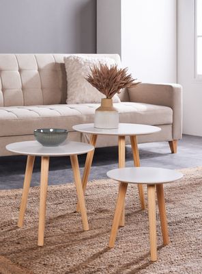 Set 3 Mesas de Centro Grape Blancas