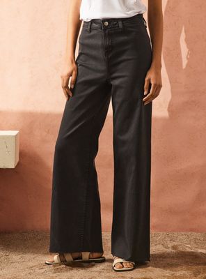 Jeans Wide Leg Tiro Alto