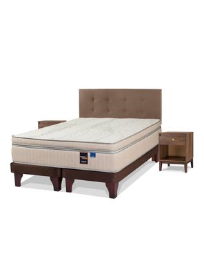 Cama Europea Maximo Cobre King Flex + Respaldo + Velador