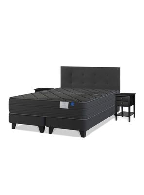 Cama Europea Black king (180x200) Flex + Respaldo + Velador