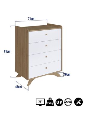 Imagen 2 del producto Cómoda Blanco Miel Affeto 4 Cajones