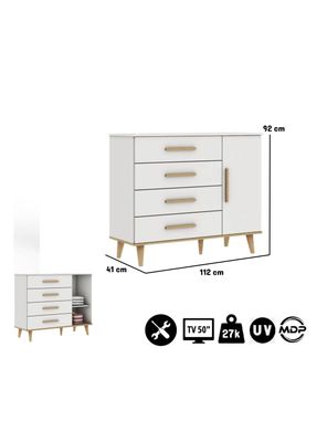 Imagen 2 del producto Cómoda Blanco Miel Ludmila 4 Cajones