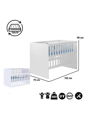 Imagen 2 del producto Cuna Blanca Gabi C/Baranda Ajustable