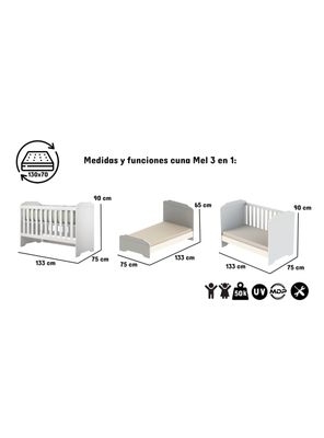 Imagen 2 del producto Cuna 3 Funciones Blanca Mel