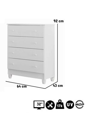 Imagen 2 del producto Cómoda Blanco Mel 4 Cajones