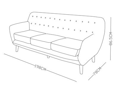 Imagen 2 del producto Sofá Capitone Félix 3 Cuerpos