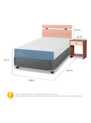 Imagen 2 del producto Box Americano 1.5 Plazas Excellence Ruedas + Set Muebles Olmo