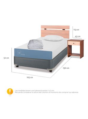 Imagen 2 del producto Box Americano Excellence 1.5 Plazas + Set Muebles Olmo + Almohada + Plumón