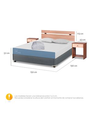 Imagen 2 del producto Box Americano 2 Plazas Excellence + Set Muebles Olmo + Almohadas + Plumón