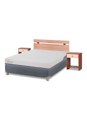 Box Americano 2 Plazas Excellence Plus Base Dividida + Set Muebles Olmo