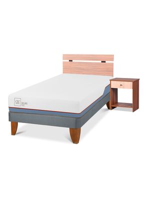 Cama Europea Excellence Plus 1.5 Plazas + Set Muebles Olmo