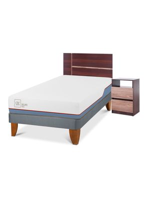 Cama Europea Excellence Plus 1.5 Plazas + Set Muebles Enio