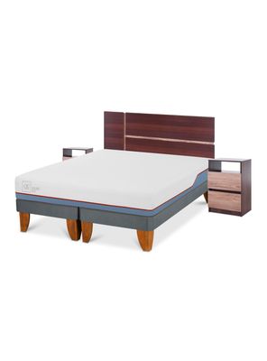 Cama Europea Excellence Plus 2 Plazas Base Dividida + Set Muebles Enio