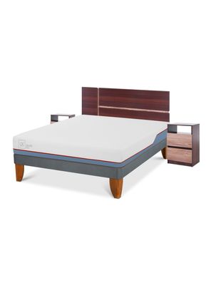 Cama Europea Excellence Plus 2 Plazas Base Normal + Set Muebles Enio