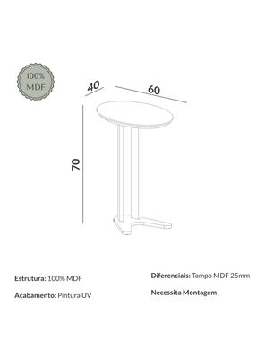 Imagen 2 del producto Mesa lateral TB604 40x60 cm