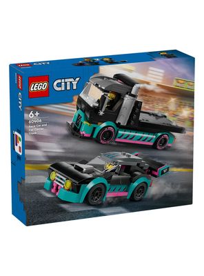 Bloques Auto de Carreras y Camión de Transporte 328 Piezas