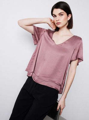 Blusa Manga Ángel Escote V Satín