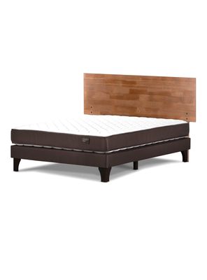 Cama Europea Ergo T 2 Plazas + Respaldo Tabor Café Taffy