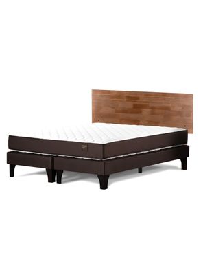 Cama Europea Ergo T 2 Plazas Base Dividida + Respaldo Tabor Café