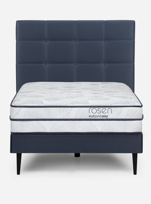Imagen 2 del producto Cama Europea Autonomy Sky 1.5 Plazas + Respaldo Azul Oscuro