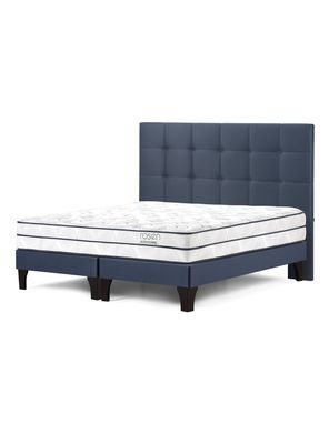Cama Europea Autonomy Sky King + Respaldo Azul Oscuro