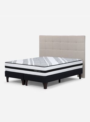 Cama Europea Driven Súper King + Respaldo Issey Niebla
