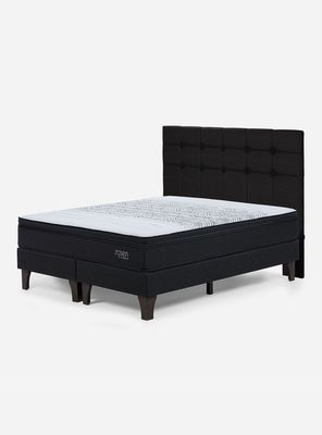 Cama Europea Tempo Súper King + Respaldo Issey Grafito