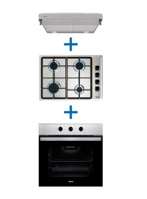 Kit Empotrable Horno Eléctrico HBB445 + Encimera Gas HLX540 BUT + Campana CX 62120 Inox