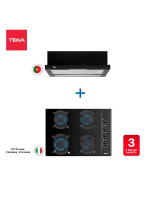 Imagen 2 del producto Kit Empotrable Encimera Cristal Gas GBC 64003 KBB BK + Campana TL 6310 Negro