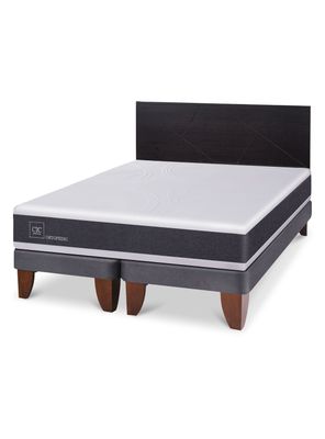 Imagen 1 del producto Cama Europea Ortopedic 2 Plazas Base Dividida + Respaldo Villarrica Negro