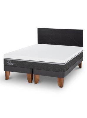 Cama Europea Ortopedic Advance King + Respaldo Villarrica Negro