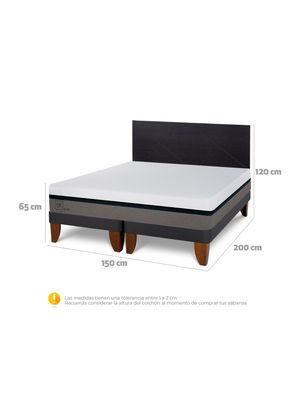 Imagen 2 del producto Cama Europea Balance 2 Plazas Base Dividida + Respaldo Villarrica Negro