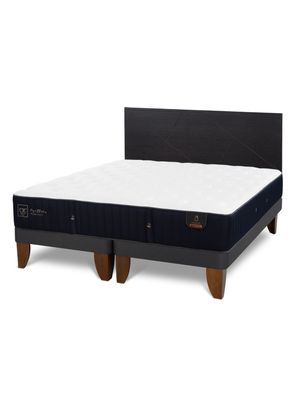 Cama Europea Premium 2 Plazas Base Dividida + Respaldo Villarrica Negro