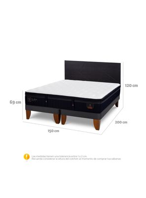Imagen 2 del producto Cama Europea Súper Premium 2 Plazas Base Dividida + Respaldo Villarrica Negro