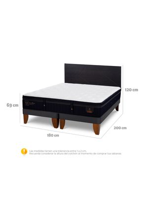 Imagen 2 del producto Cama Europea Súper Premium King + Respaldo Villarrica Negro