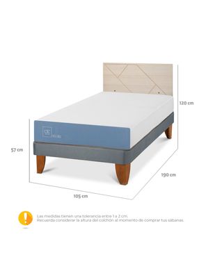 Imagen 2 del producto Cama Europea Excellence 1.5 Plazas x190 cm + Respaldo Villarrica Alpino