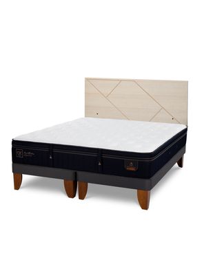 Cama Europea Súper Premium 2 Plazas Base Dividida + Respaldo Villarrica Alpino
