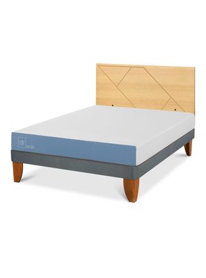 Cama Europea Excellence 2 Plazas x190 cm + Respaldo Villarrica Mostaza