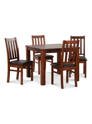 Juego Comedor Ñuble + 4 Sillas Caramelo Pu Chocolate