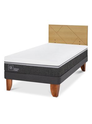 Cama Europea Ortopedic Advance 1.5 Plazas + Respaldo Villarrica Mostaza