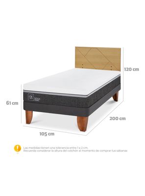 Imagen 2 del producto Cama Europea Ortopedic Advance 1.5 Plazas + Respaldo Villarrica Mostaza