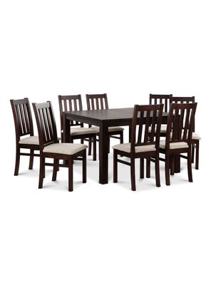 Juego Comedor Ñuble + 8 Sillas Chocolate Beige