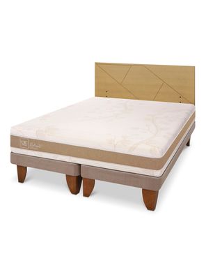 Cama Europea Rilassati Infinity King + Respaldo Villarrica Mostaza